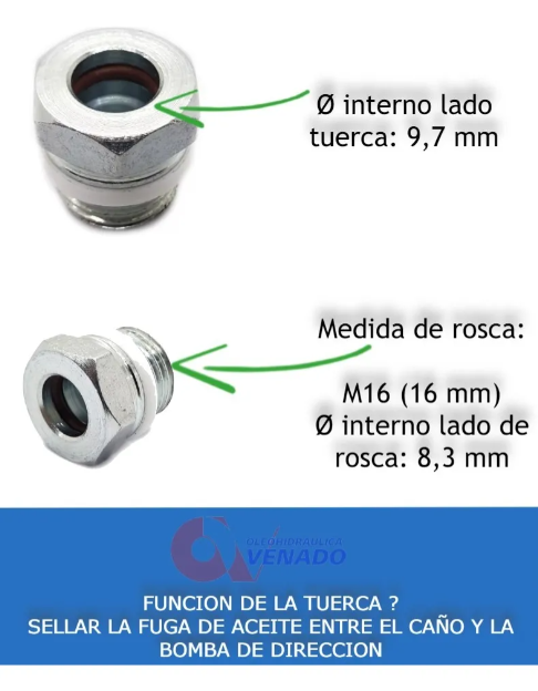 Tuerca De Caño De Presion De Direccion Hidraulica Ford